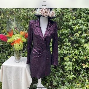 Zara Sz S Purple all over Sequin dress suit Jacket